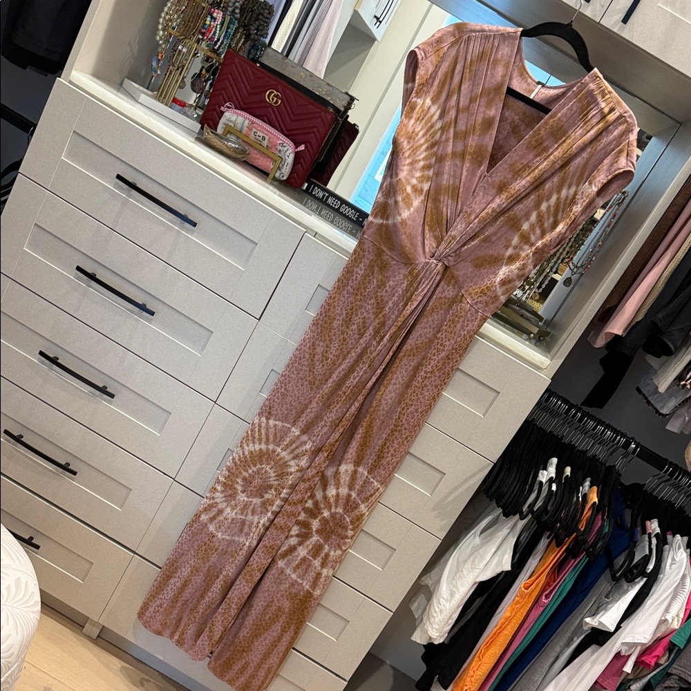 Bohemian Tie-Dye Maxi Dress in Pink and Cream - Picture 4 of 5
